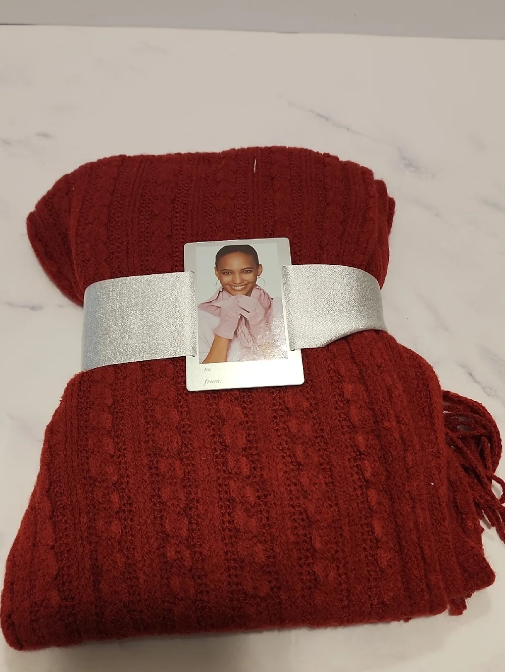 New York & Company Burgundy  Knit Scarf and Glove Set - Women Brand New